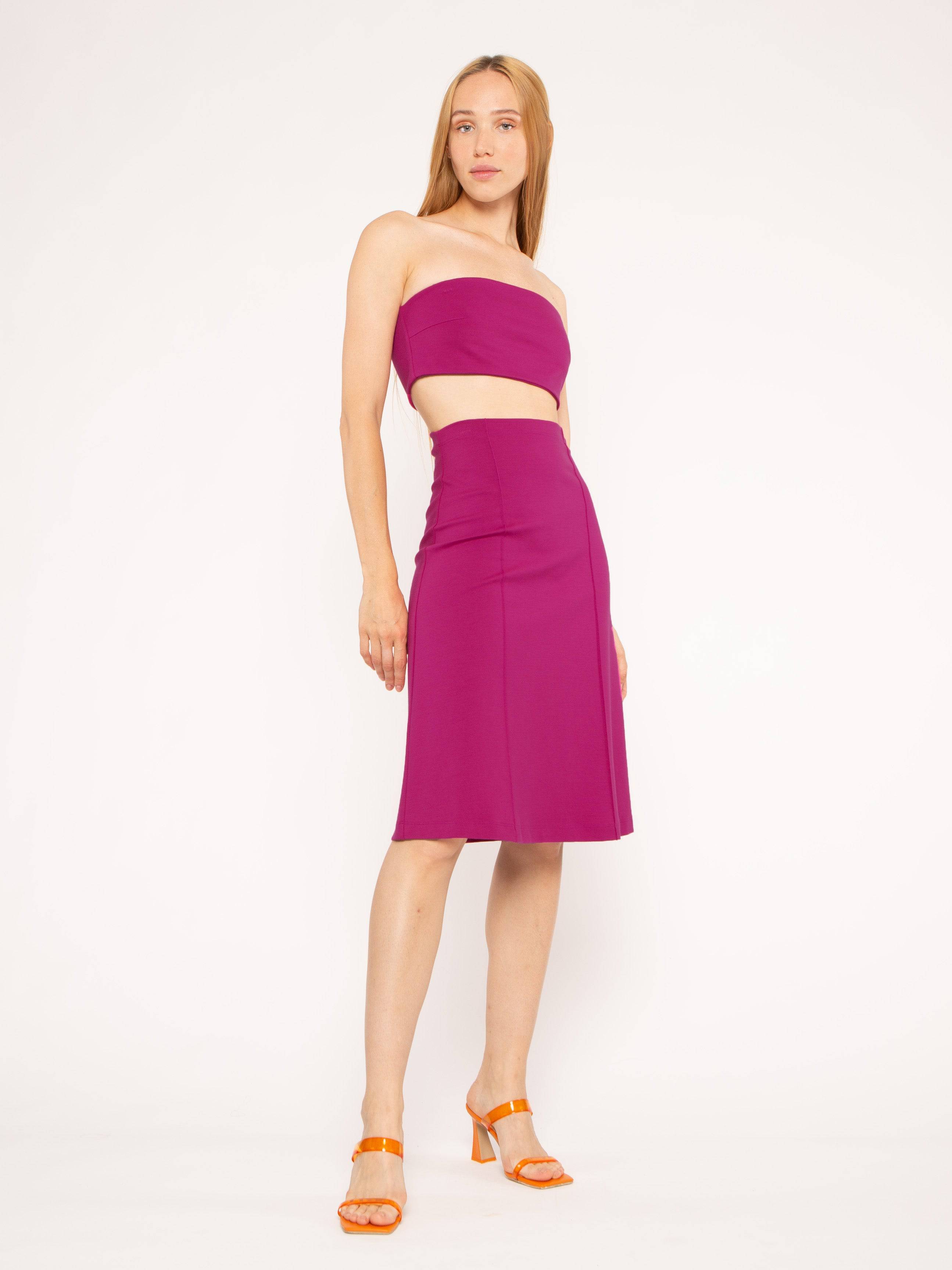 Fuchsia Ponte Knit A-Line Midi Skirt | Ripley Rader