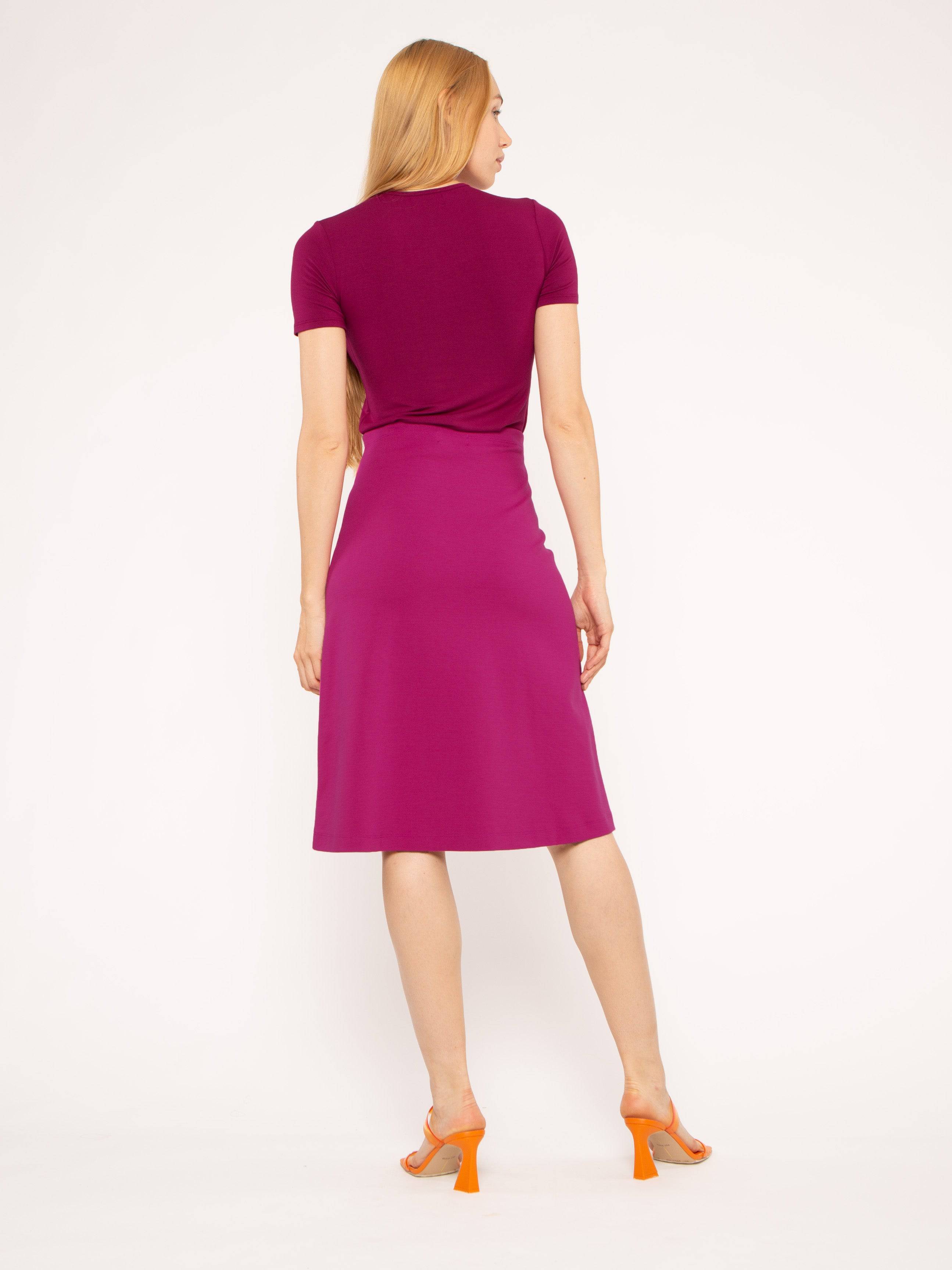 Fuchsia Ponte Knit A-Line Midi Skirt | Ripley Rader