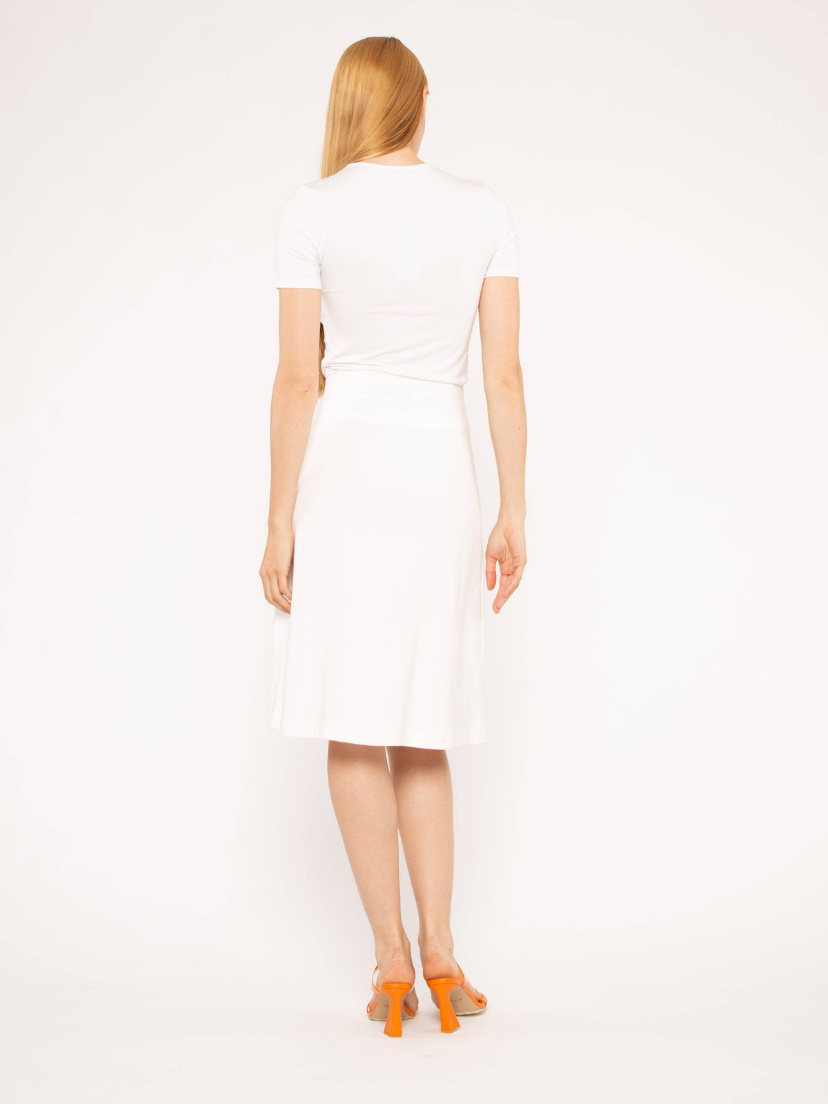 Off-White Ponte Knit A-Line Midi Skirt
