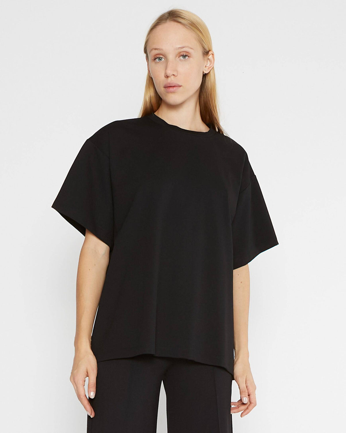 Black Ponte Knit Big Shirt