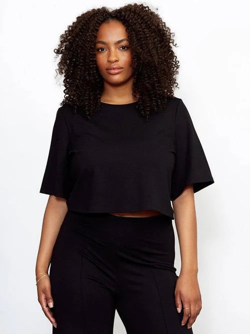 Black Ponte Short Sleeve Top