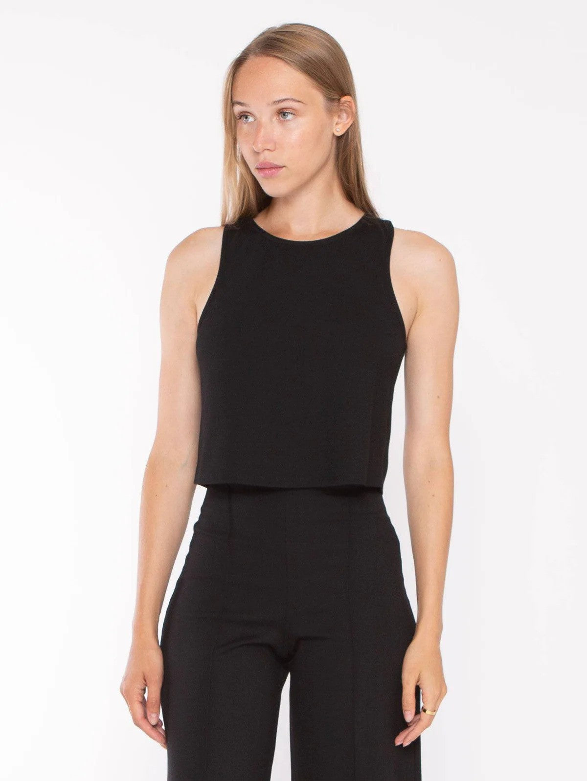 Black Ponte Knit Tank Top