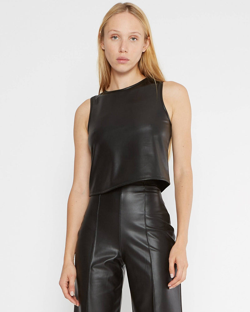 Black Vegan Leather Tank Top | Ripley Rader