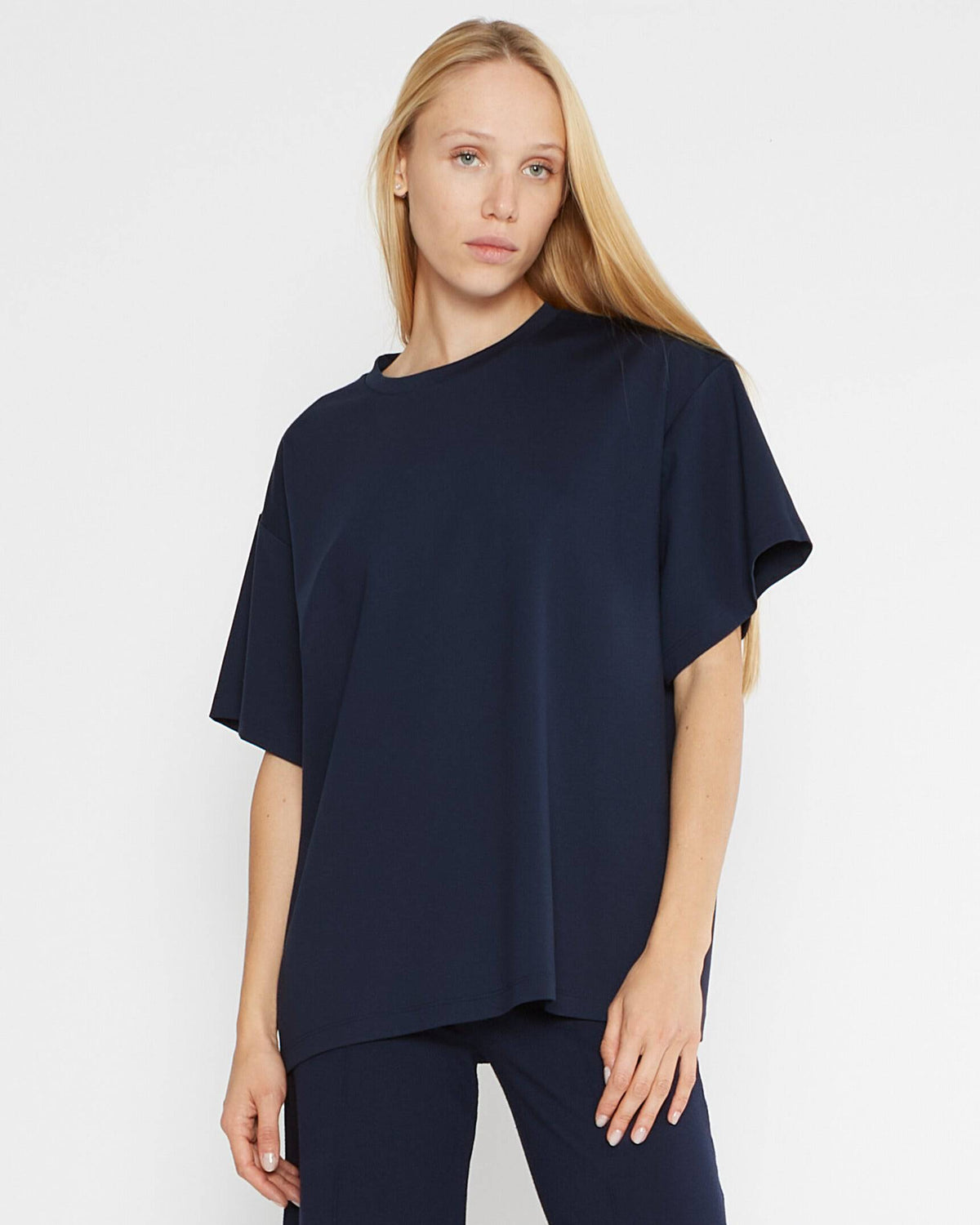 Navy Ponte Knit Big Shirt