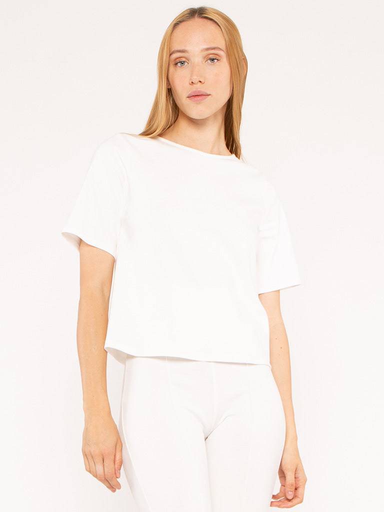 Off-White Ponte Knit Short Sleeve Top Extended
